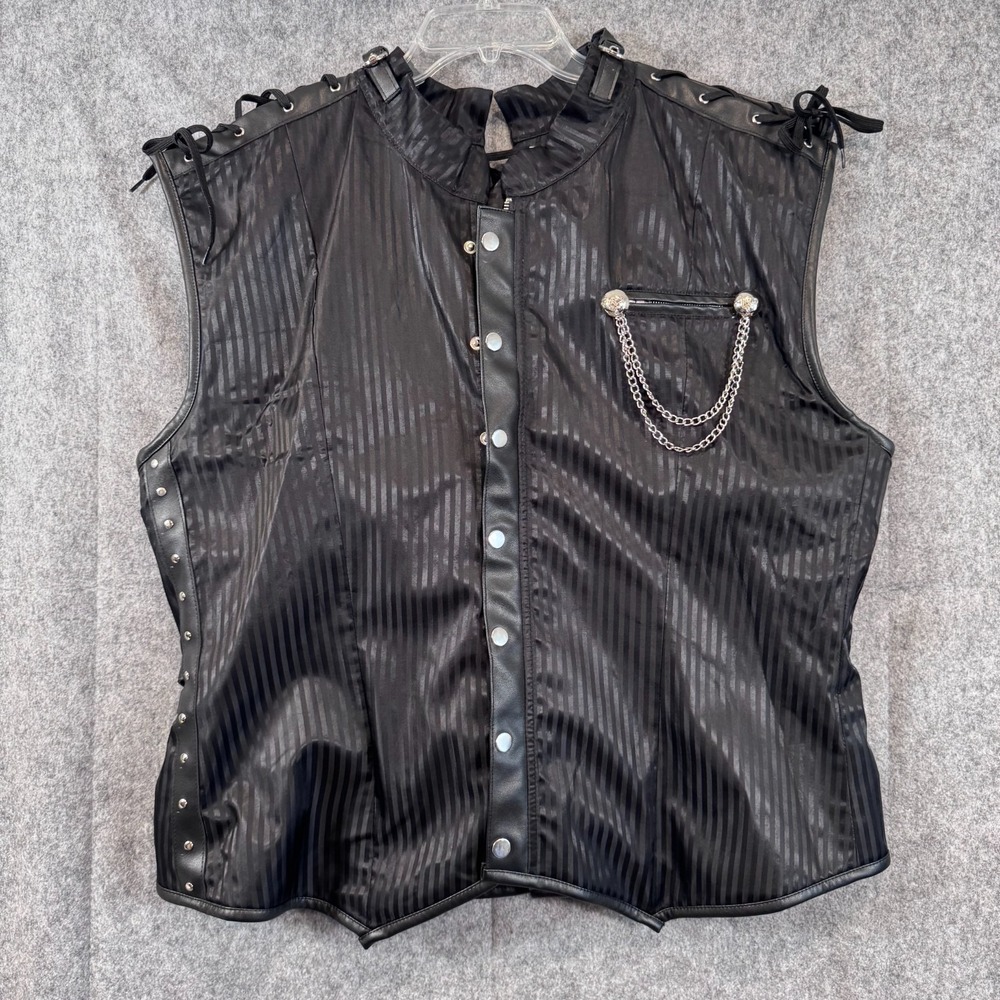 Charmian Boned Victorian Steampunk Gothic Corset Vest Mens 6XL Biker Rock Moto